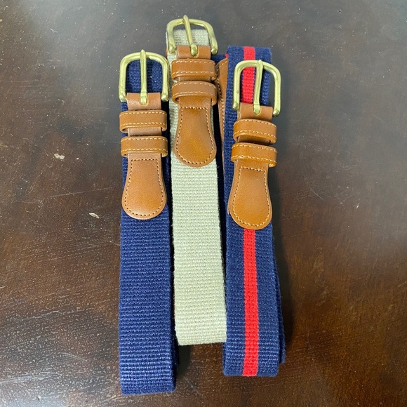 3 Vintage Coach Belt Mens 36 Navy • Tan • Natural Linen & Leather Brass Preppy